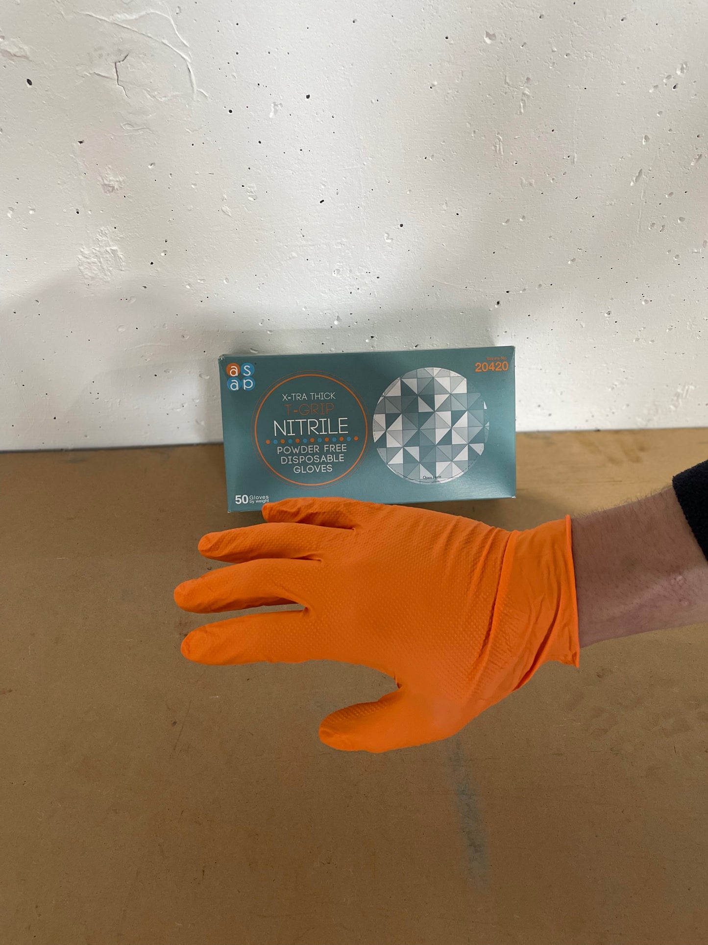 ASAP T-Grip Orange/ black Nitrile Gloves