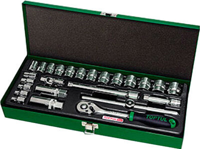 Toptul 3/8"Dr Socket set 25Pc (metric) metal case